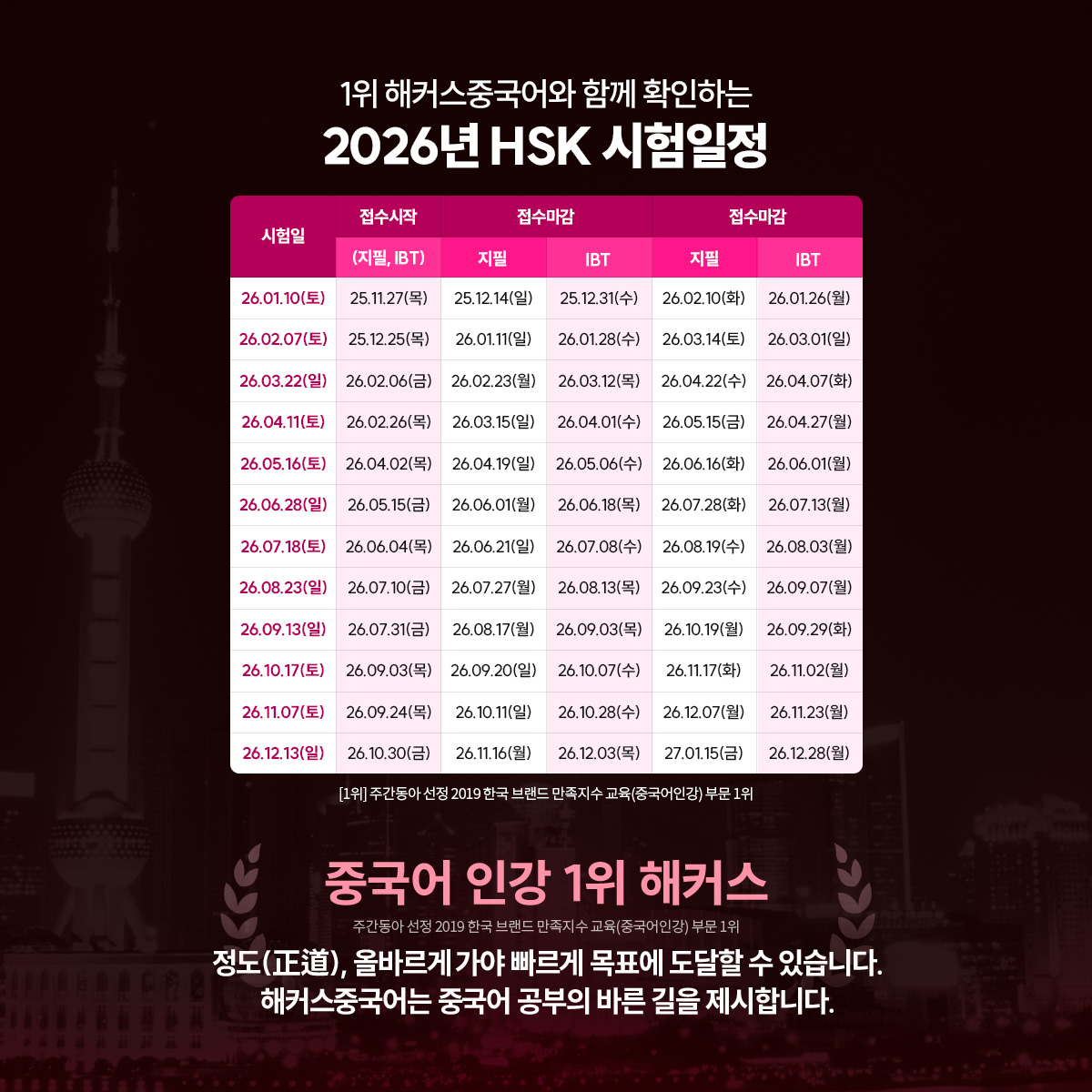 2026년 hsk 시험일정